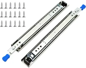 1 Pair 32 Inch 260 Lb Capacity Heavy Duty Locking Drawer Slides with Screws,Side Mount Full Extension 3 Fold Ball Bearing Stainless Steel Drawer Rails,Hardware Drawer Runners Tracks