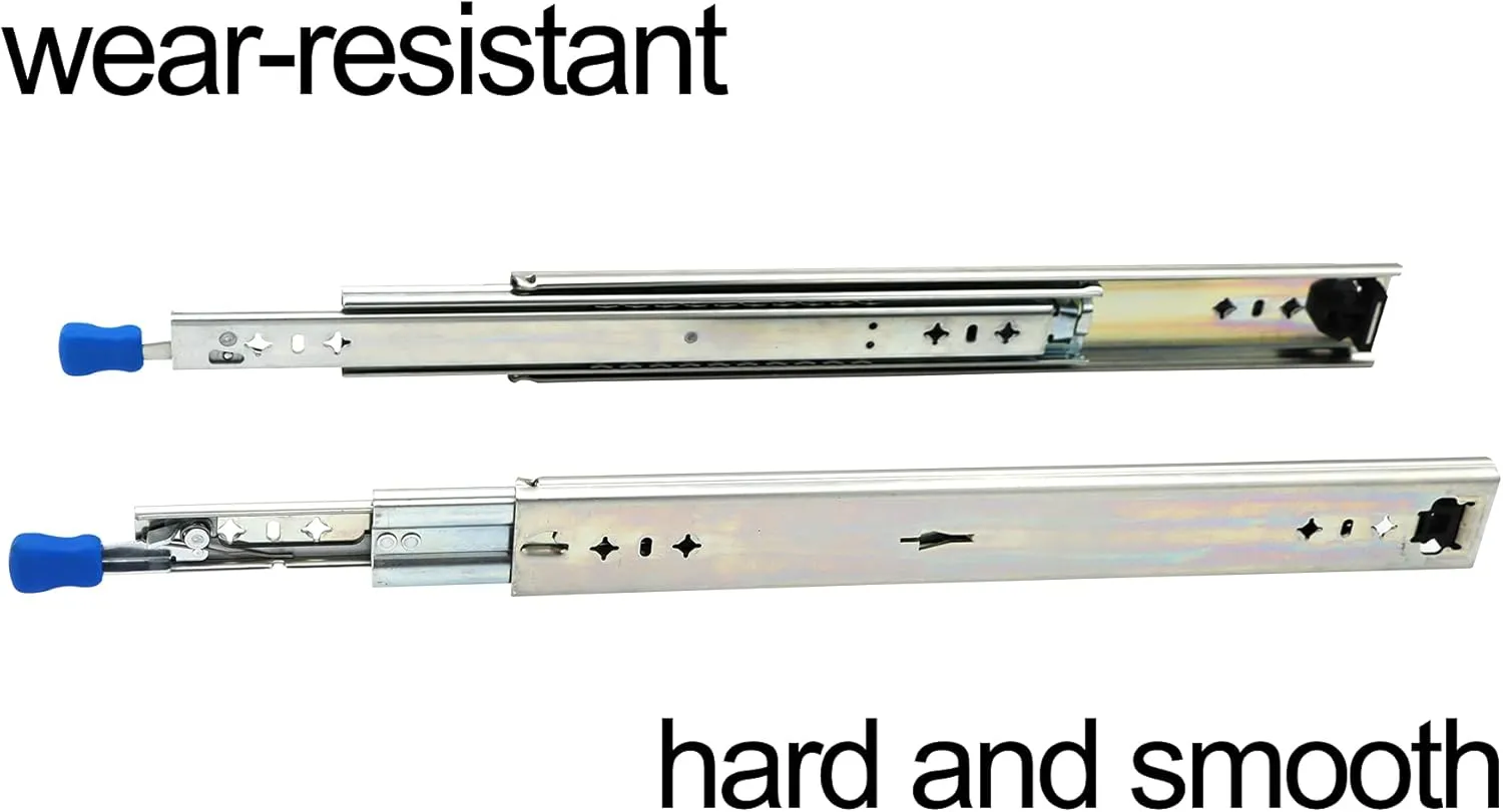 1 Pair 32 Inch 260 Lb Capacity Heavy Duty Locking Drawer Slides with Screws,Side Mount Full Extension 3 Fold Ball Bearing Stainless Steel Drawer Rails,Hardware Drawer Runners Tracks
