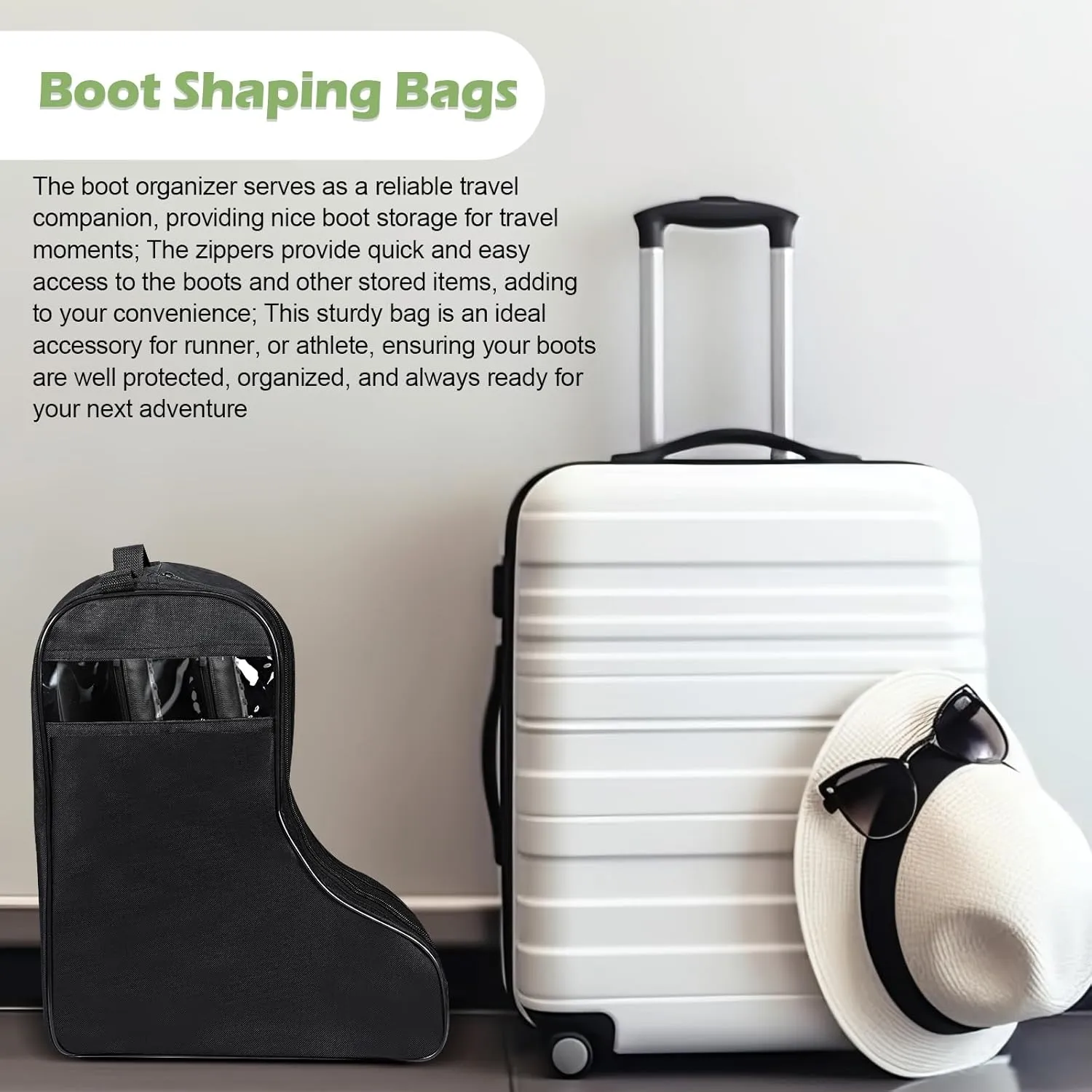 1 Pc Boot Bags for Cowboy Boots Portable Storage Bag for Travel Long Tube Shoes Bags Men Tall Shoe with Handle for Home Travel (Black)