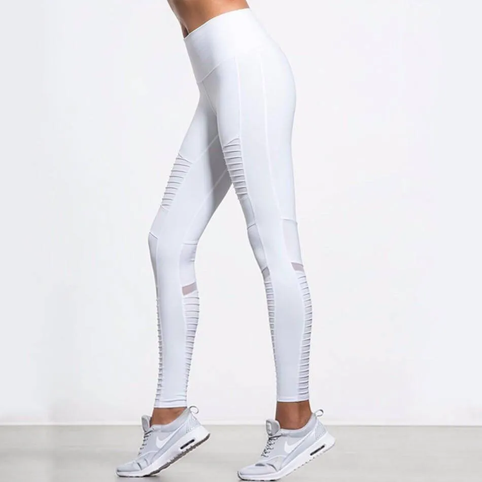 2019 Moto Design Leather-like Varnish Mesh Panels Leggings Hiney Trainer™