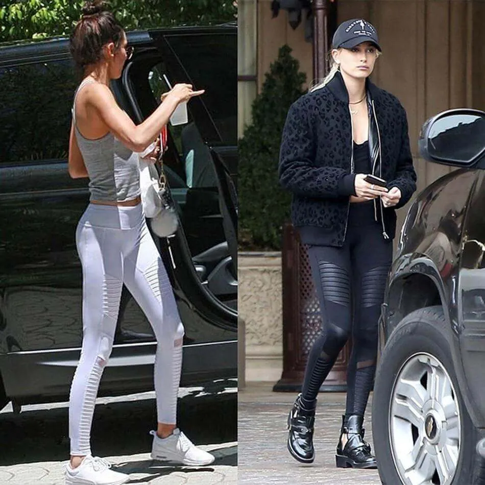 2019 Moto Design Leather-like Varnish Mesh Panels Leggings Hiney Trainer™