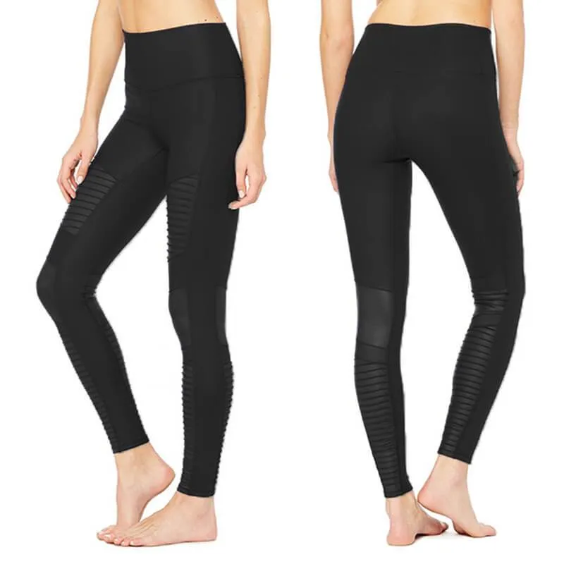 2019 Moto Design Leather-like Varnish Mesh Panels Leggings Hiney Trainer™