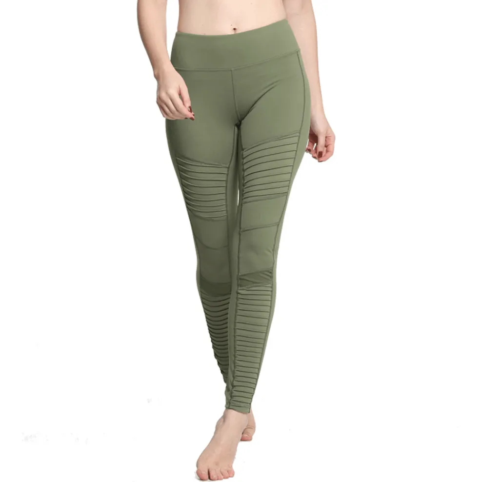2019 Moto Design Leather-like Varnish Mesh Panels Leggings Hiney Trainer™