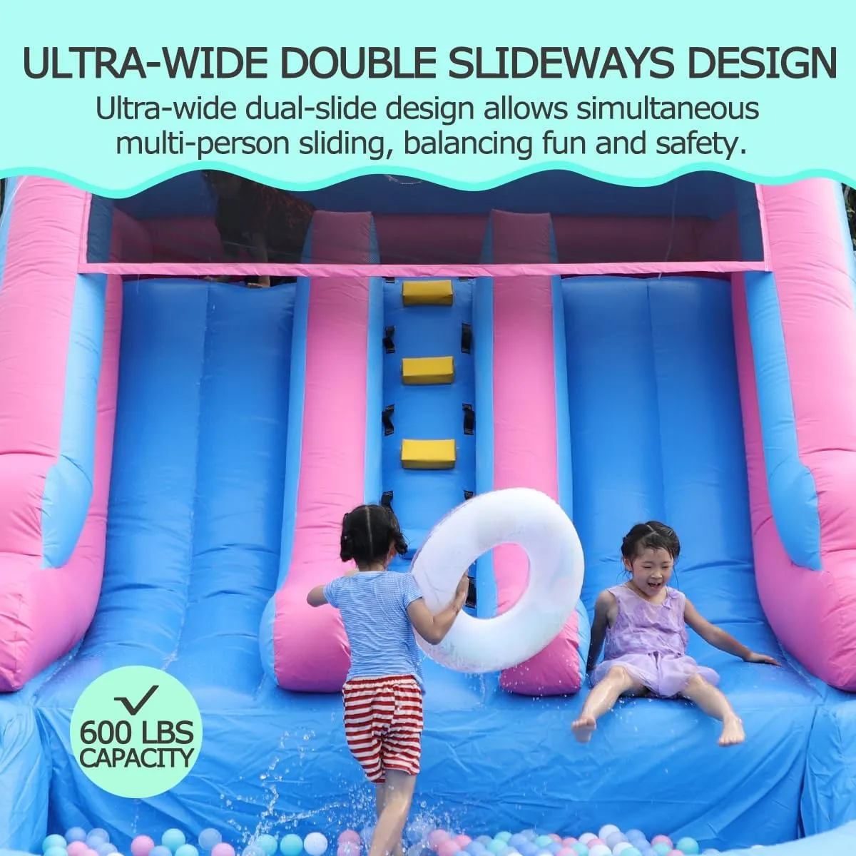 21FT Commercial Water Slide for Adults Kids (Double Water Slides&Big Splash Pool), 100% PVC Inflatable Adult Water Slides with Blower, Giant Blow Up Water Slide Backyard Outdoor, 21x11x13ft