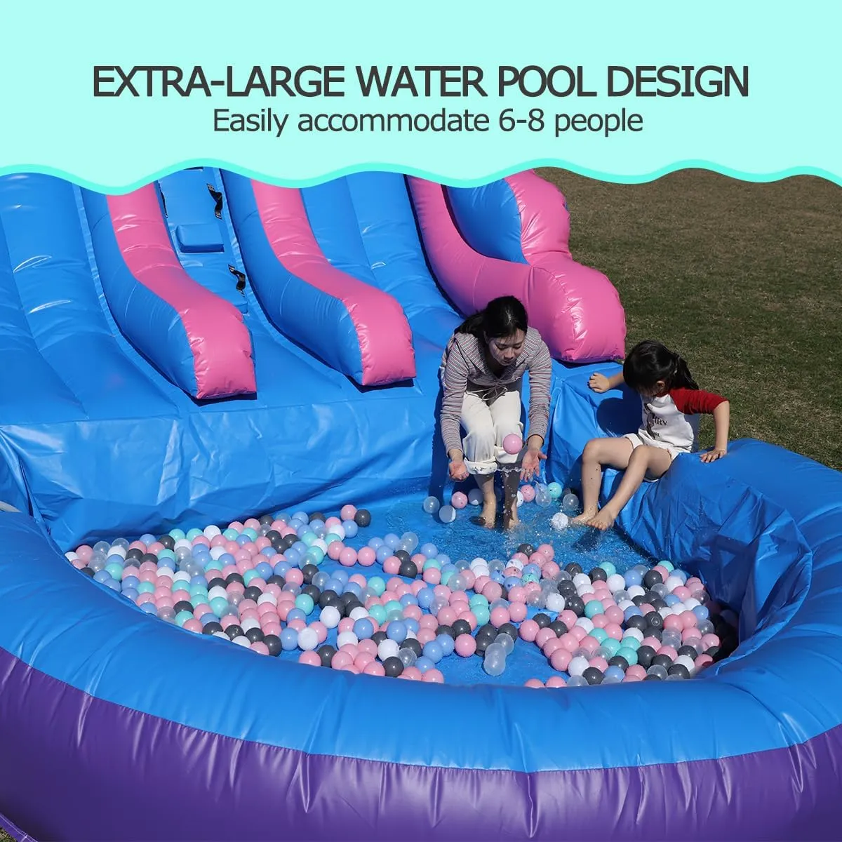 21FT Commercial Water Slide for Adults Kids (Double Water Slides&Big Splash Pool), 100% PVC Inflatable Adult Water Slides with Blower, Giant Blow Up Water Slide Backyard Outdoor, 21x11x13ft