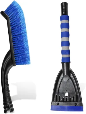26" Snow Brush and Ice Scraper for Car Windshield, Detachable Snow and Ice Removal Tool with Ergonomic Comfortable Foam Grip, Winter Car Accessories for Cars, Trucks, SUVs Window (Blue)