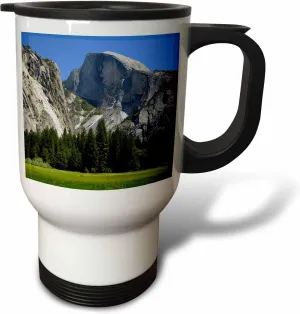 3dRose "Half Dome Valley Floor Meadow Yosemite NP California USA Stainless Steel" Travel Mug, 14 oz, Natural