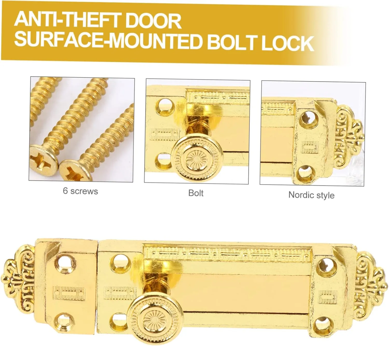 3pcs Vintage Slide Door Bolt Security Locks Door Lock Bolt Alloy Latches Home Hardware Supplies