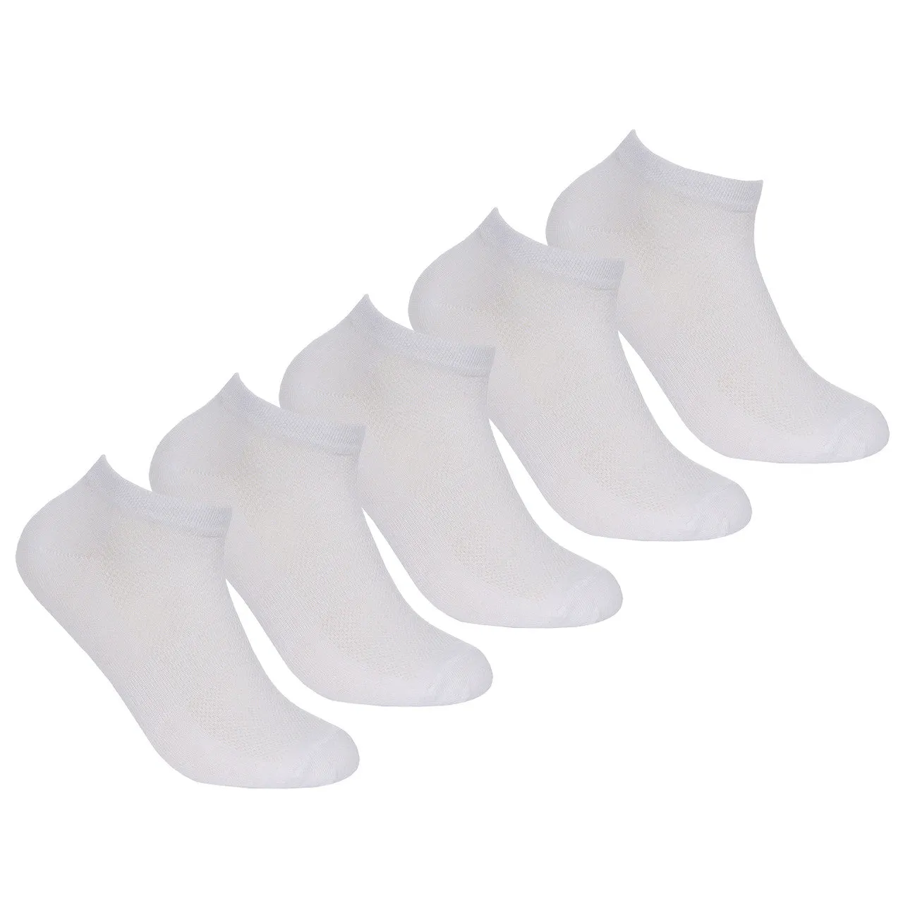 5 Pairs Womens Sports Active Trainer Liners Socks White