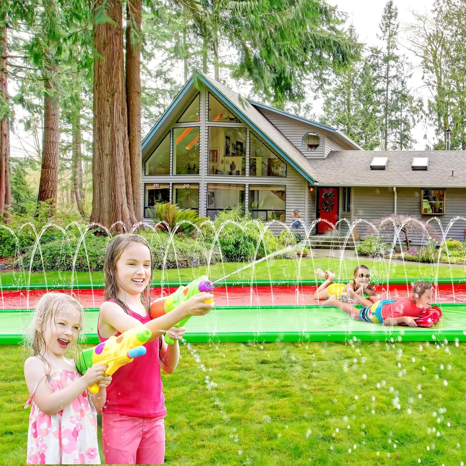 6.5 x 30 ft Water Slide with 2 Inflatable Boards,Extra Long Heavy Duty Slipping Sliding for Kids Adults Double Side Protection Design with Sprinkler for Backyard Outdoor Summer Parties