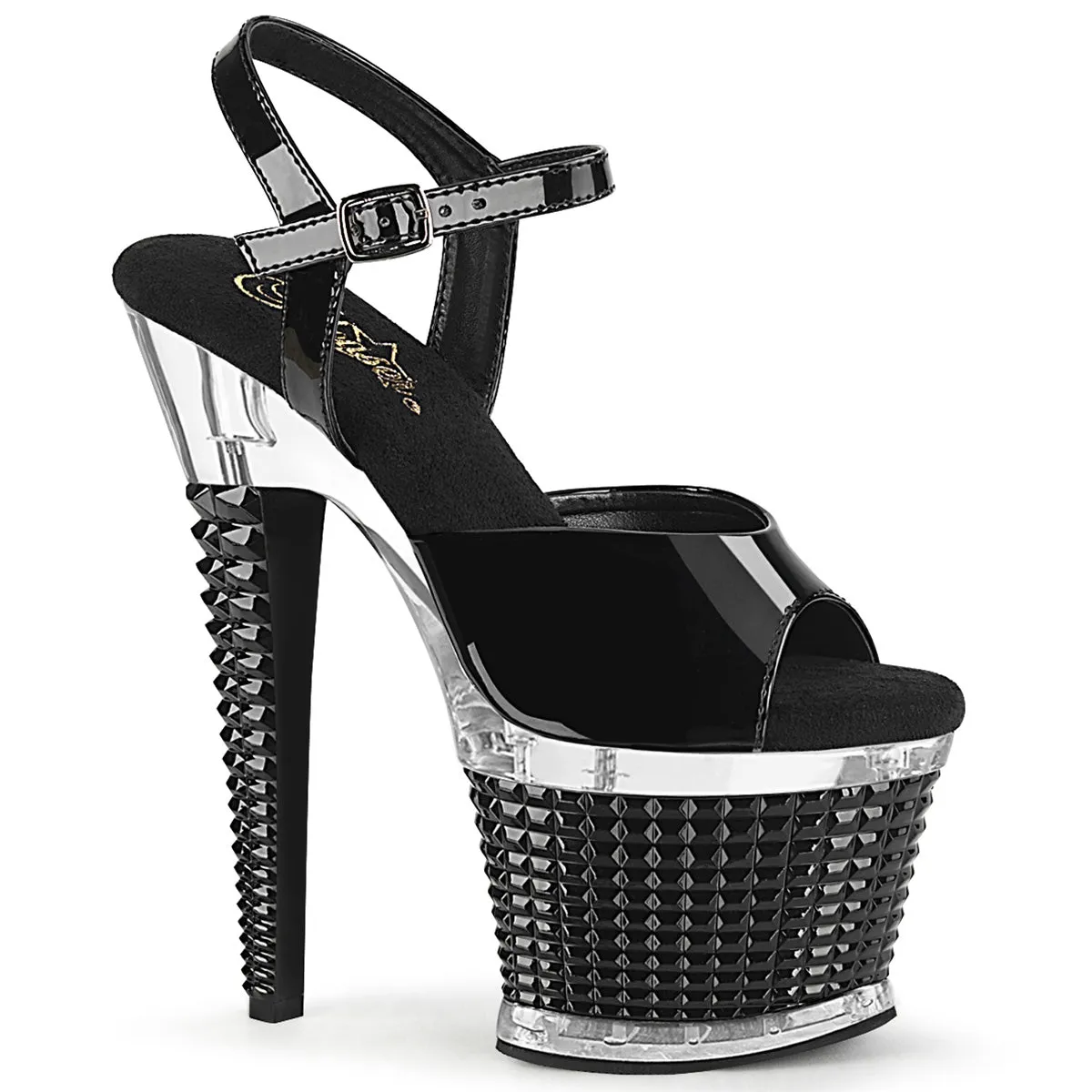 7 Inch Heel SPECTATOR-709 Black Pat-Clear