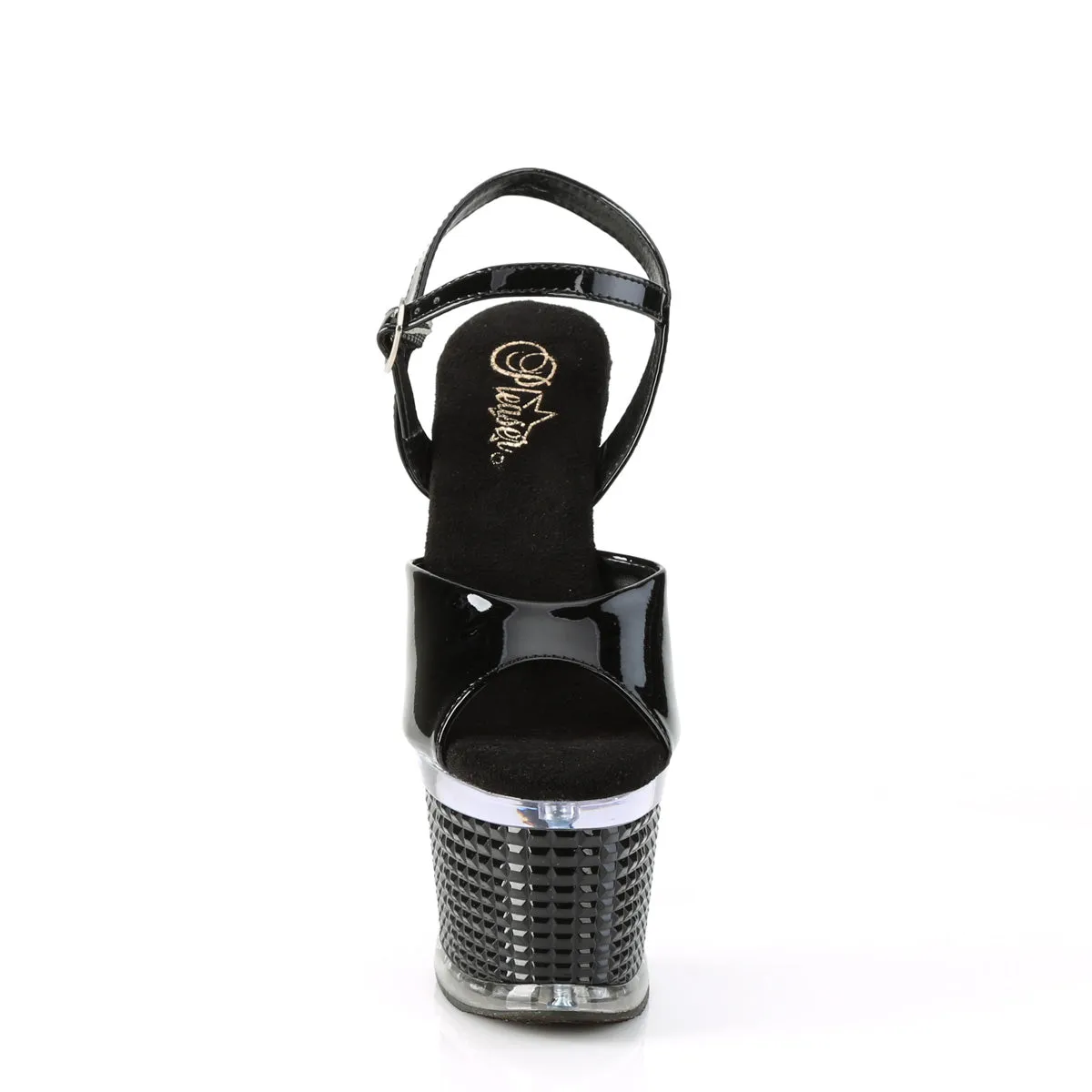 7 Inch Heel SPECTATOR-709 Black Pat-Clear