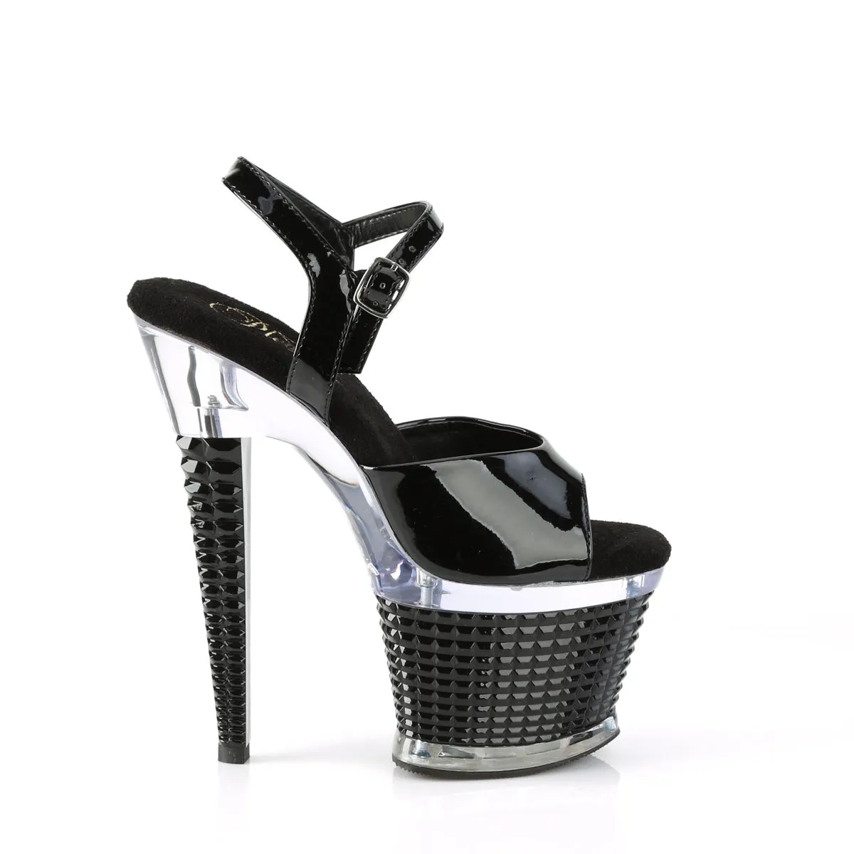 7 Inch Heel SPECTATOR-709 Black Pat-Clear
