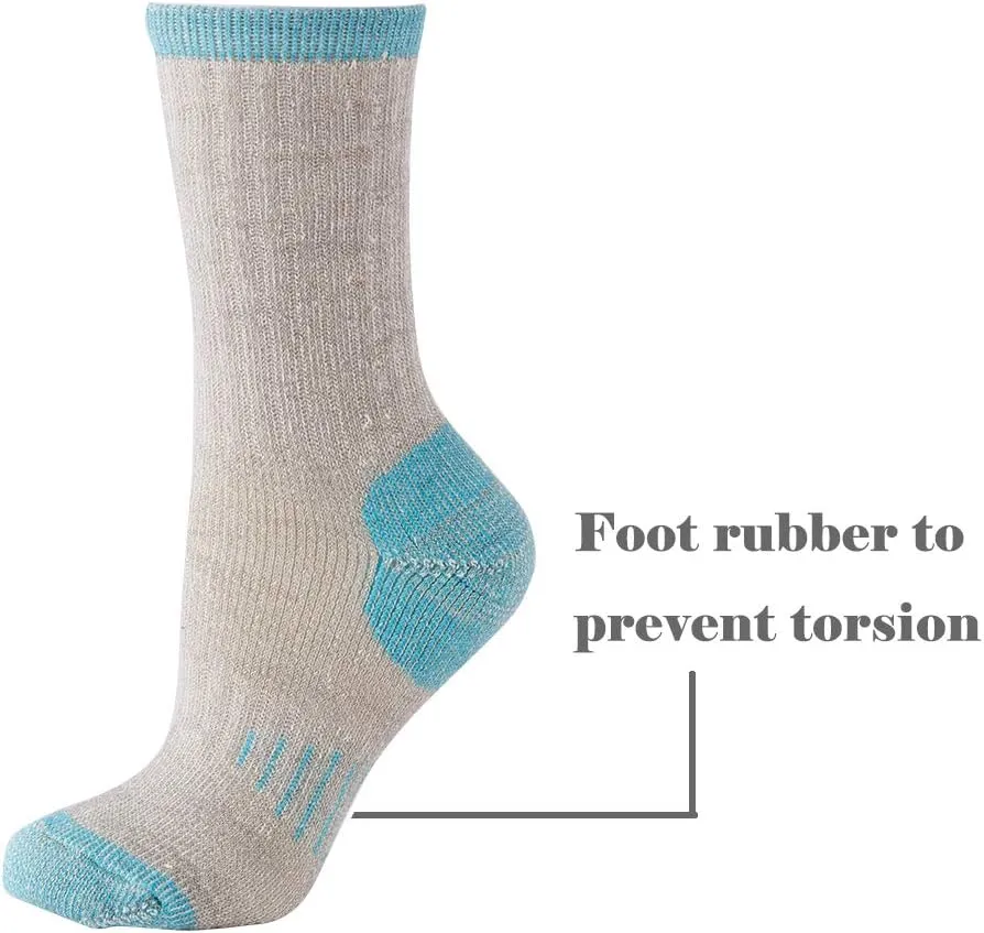 70% Merino Wool Women Crew Socks - Hiking Outdoor Athletic Thermal Thickening Cushion …