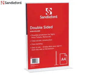 A4 Double Sided T-Shape Sign Holder Display Stand Menu Paper W210 x D85 x H297mm