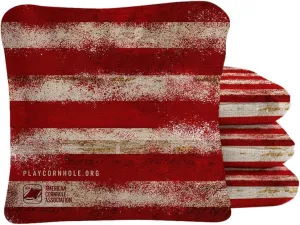 ACA Synergy Pro Dual Sided Cornhole Bags | Vintage American Flag Red Design | Set of (4) All-Weather Resin Filled Stick & Slide Corn Hole Bags