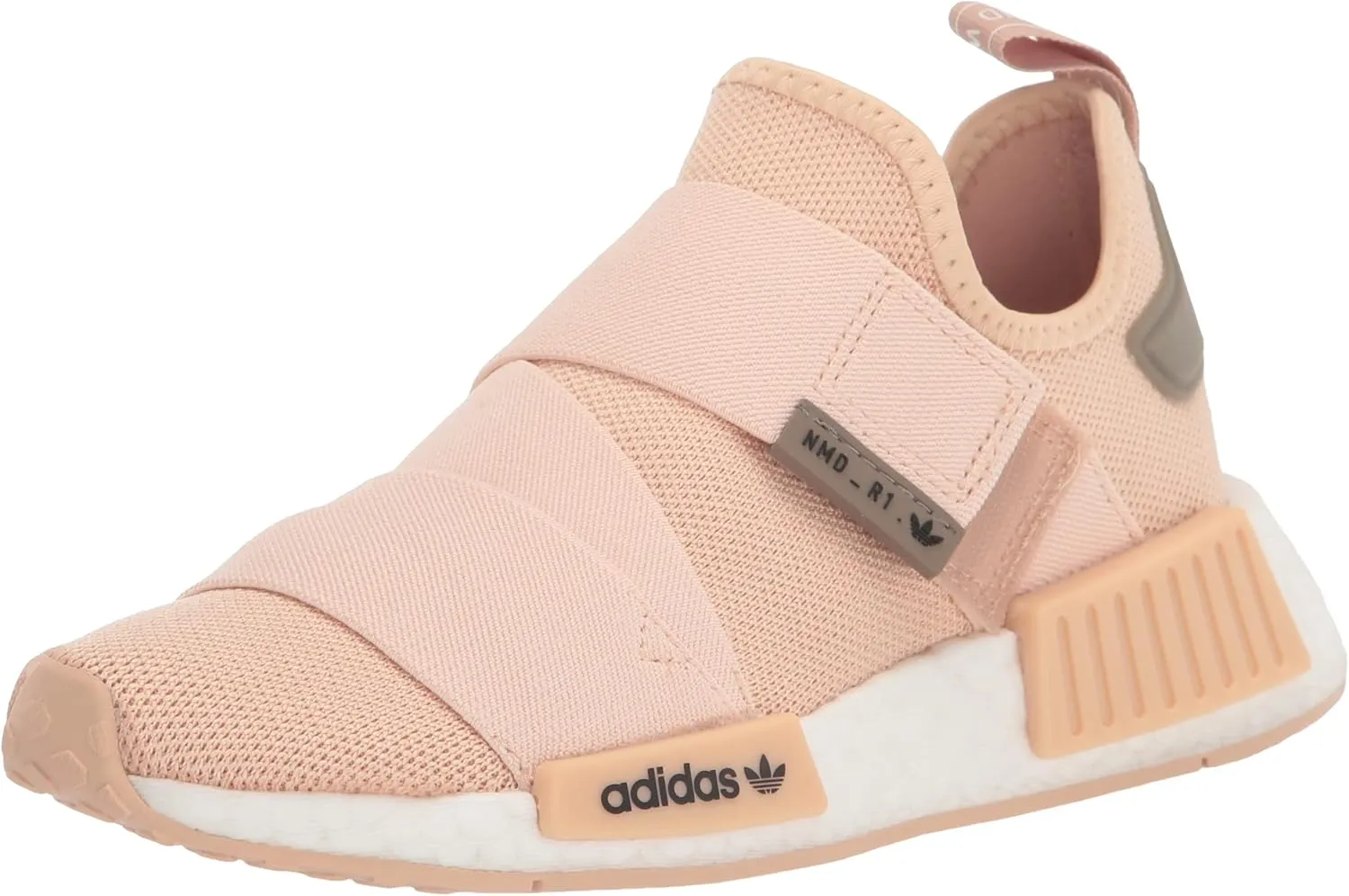 adidas Originals Women's NMD_R1 Sneaker, Halo Blush/White/Simple Brown, 7.5