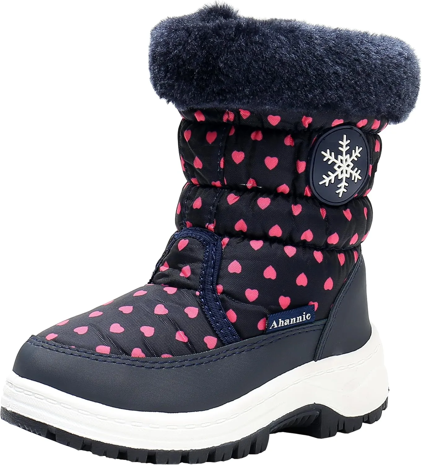 Ahannie Toddler Girls Warm Snow Boots, Kid Outdoor Insulated Winter Boot with Side Zipper