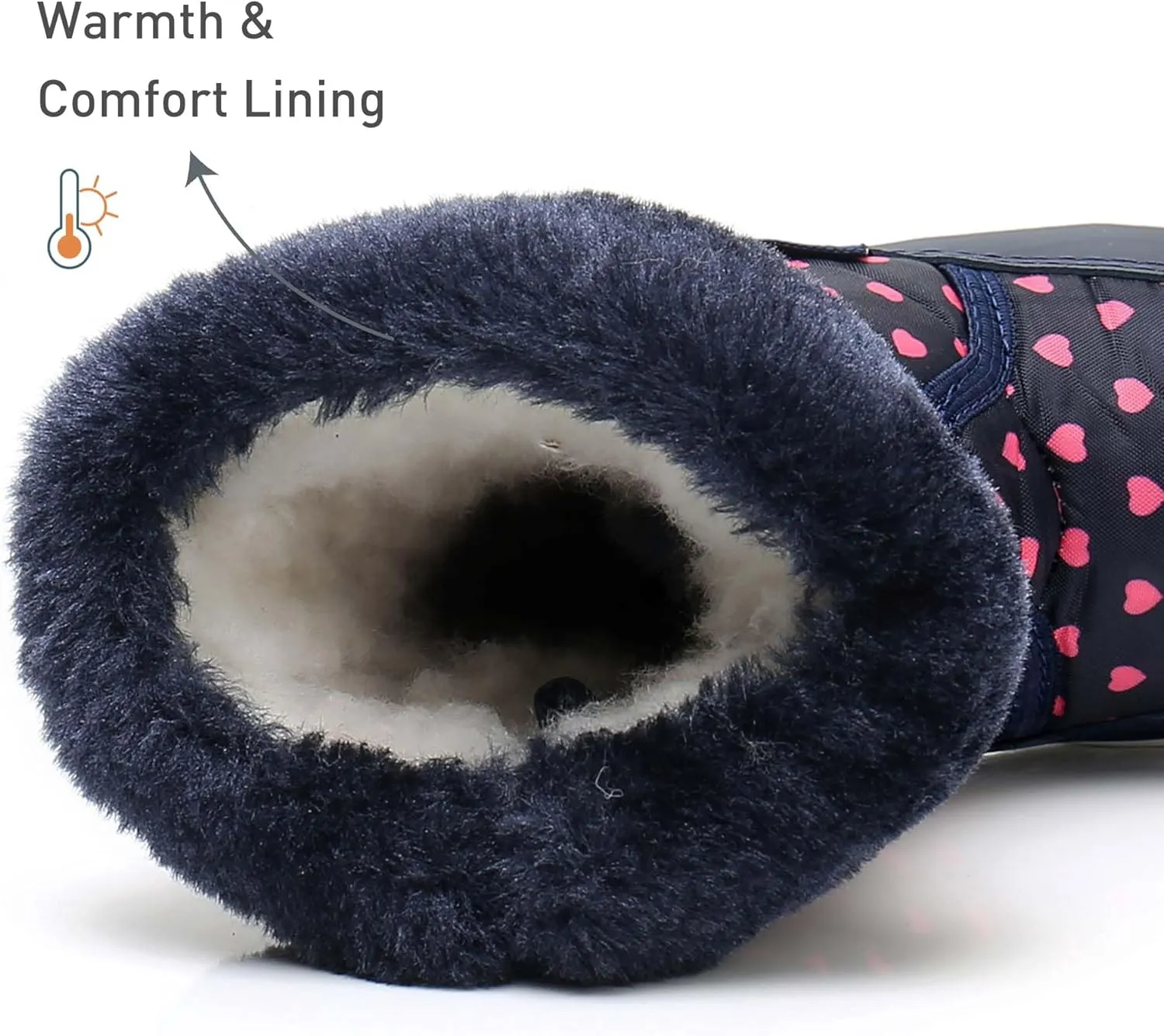 Ahannie Toddler Girls Warm Snow Boots, Kid Outdoor Insulated Winter Boot with Side Zipper
