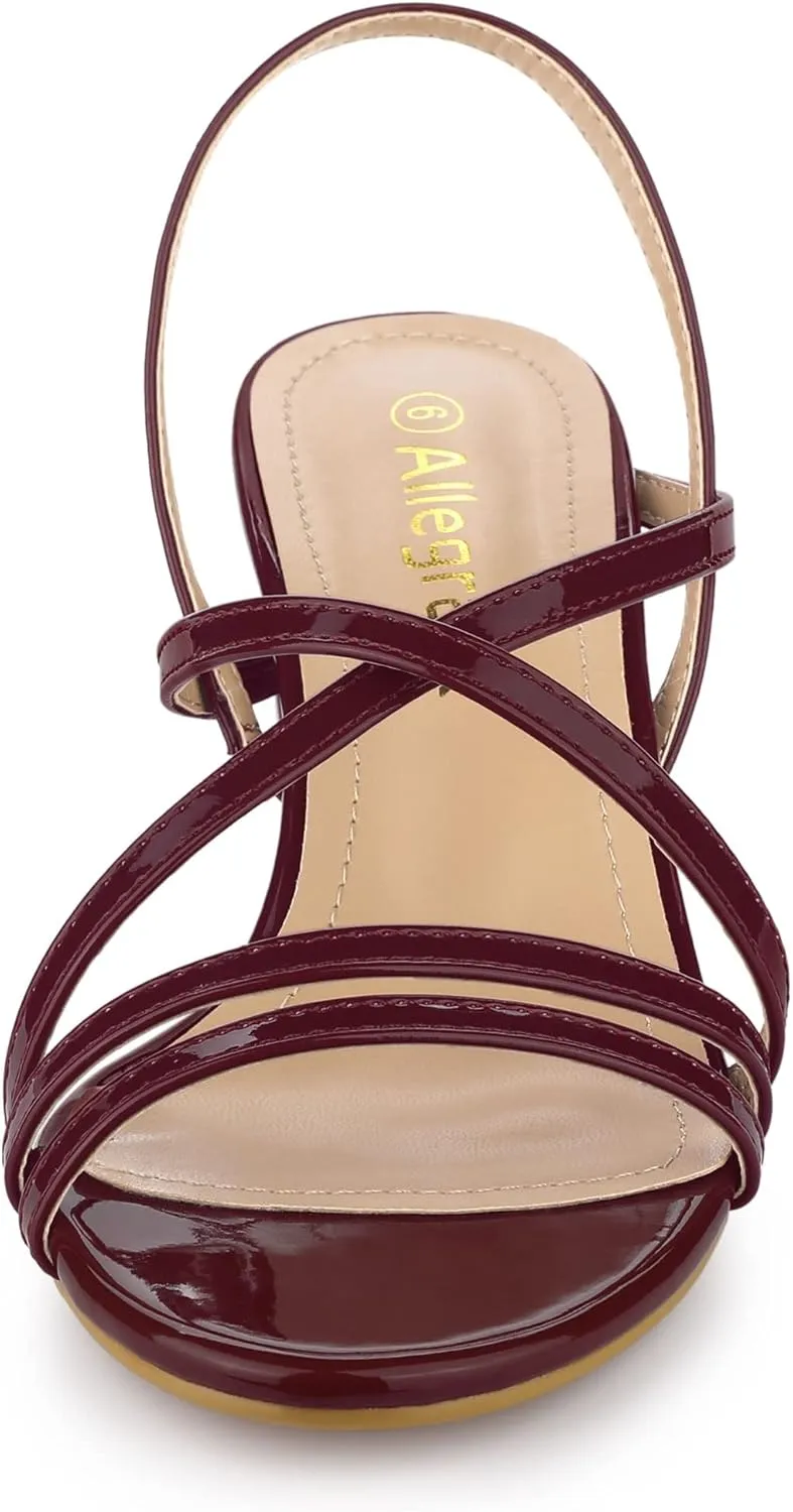 Allegra K Women's Strappy Slingback Chunky Heels Slide Sandals