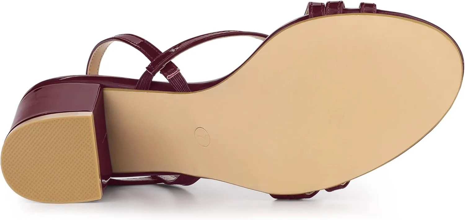 Allegra K Women's Strappy Slingback Chunky Heels Slide Sandals