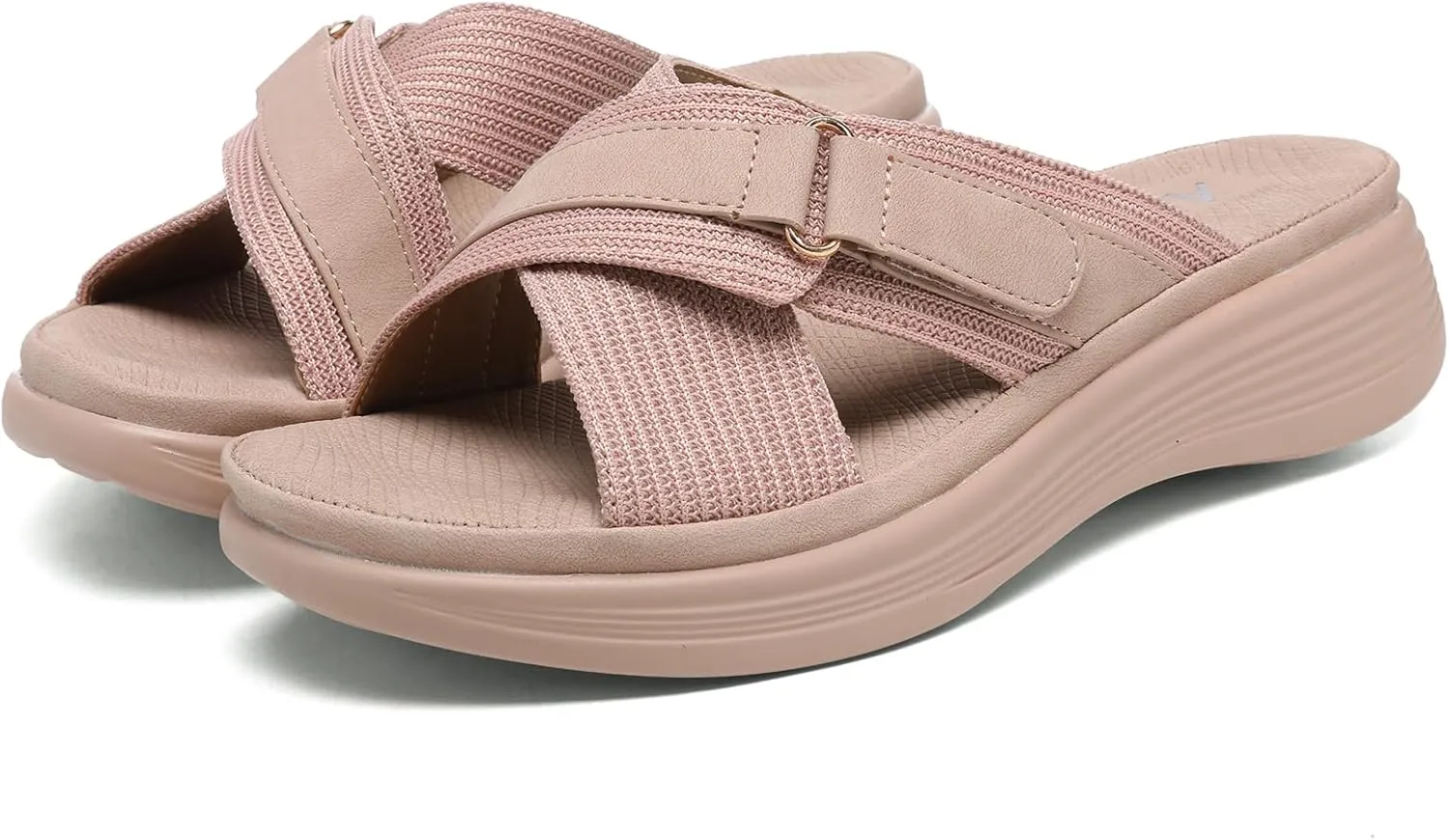 Altxic Women's Open Toe Crisscross Woven Comfy Casual Slip On Casual Walking Sport Slide Sandals With Adjustable Buckle Strap Summer Beach Shoe