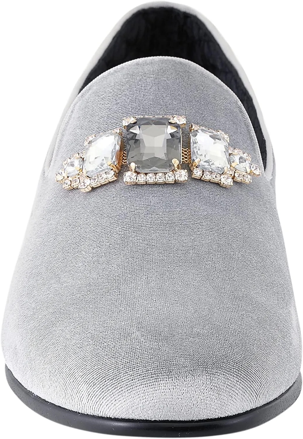 Amali Tiago- The Original Men's Faux Velvet Slip On Loafer with Jeweled Bit and Matching Piping - Mens Smoking Slip On Shoes - Formal Tuxedo Dress Shoe Loafers for Men