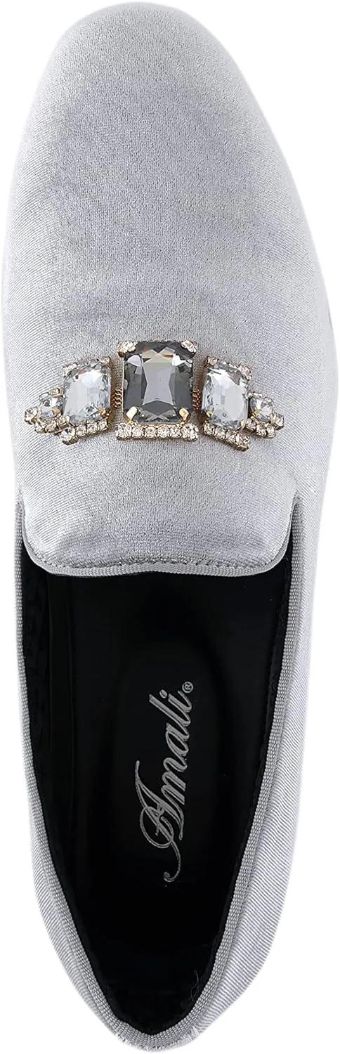 Amali Tiago- The Original Men's Faux Velvet Slip On Loafer with Jeweled Bit and Matching Piping - Mens Smoking Slip On Shoes - Formal Tuxedo Dress Shoe Loafers for Men