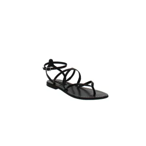 Aqua Womens's Sand Strappy Thong Sandals Black Size 7.5