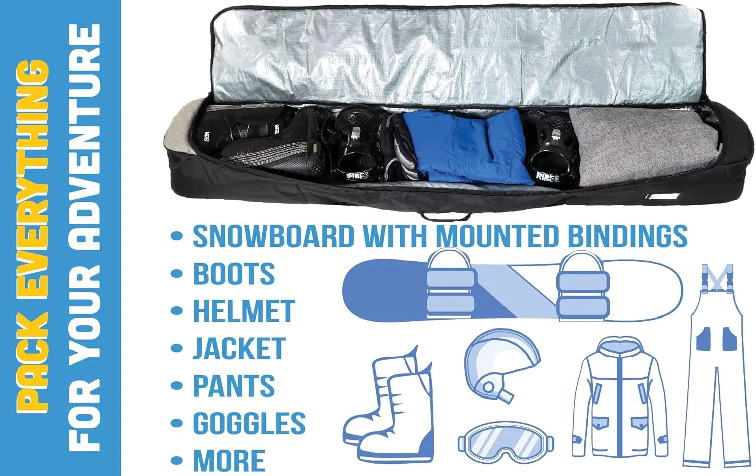 Athletico Peak Snowboard Bag - Padded Snowboard Travel Bag for Air Travel Carries Snow Board Gear Including Snowboarding Boots, Goggles, Etc for Flying