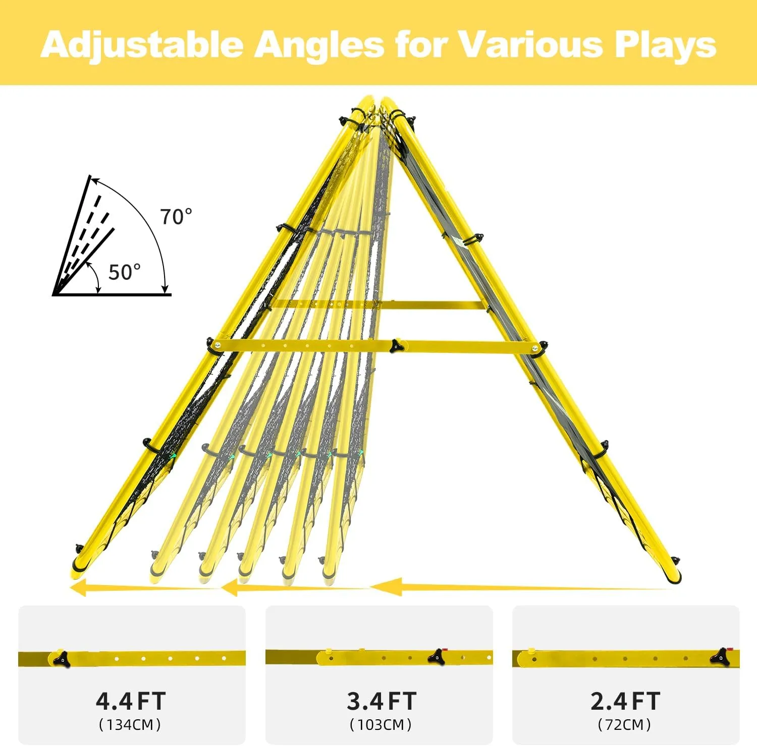 BAGAIL Double Sided Rebounder Net - 4 x 4 Ft Soccer, Baseball & Softball Pitch-Back Rebound Net - Ground, Line Drive & Fly Ball Return Settings - Fielding Trainer with Target for Skills Training