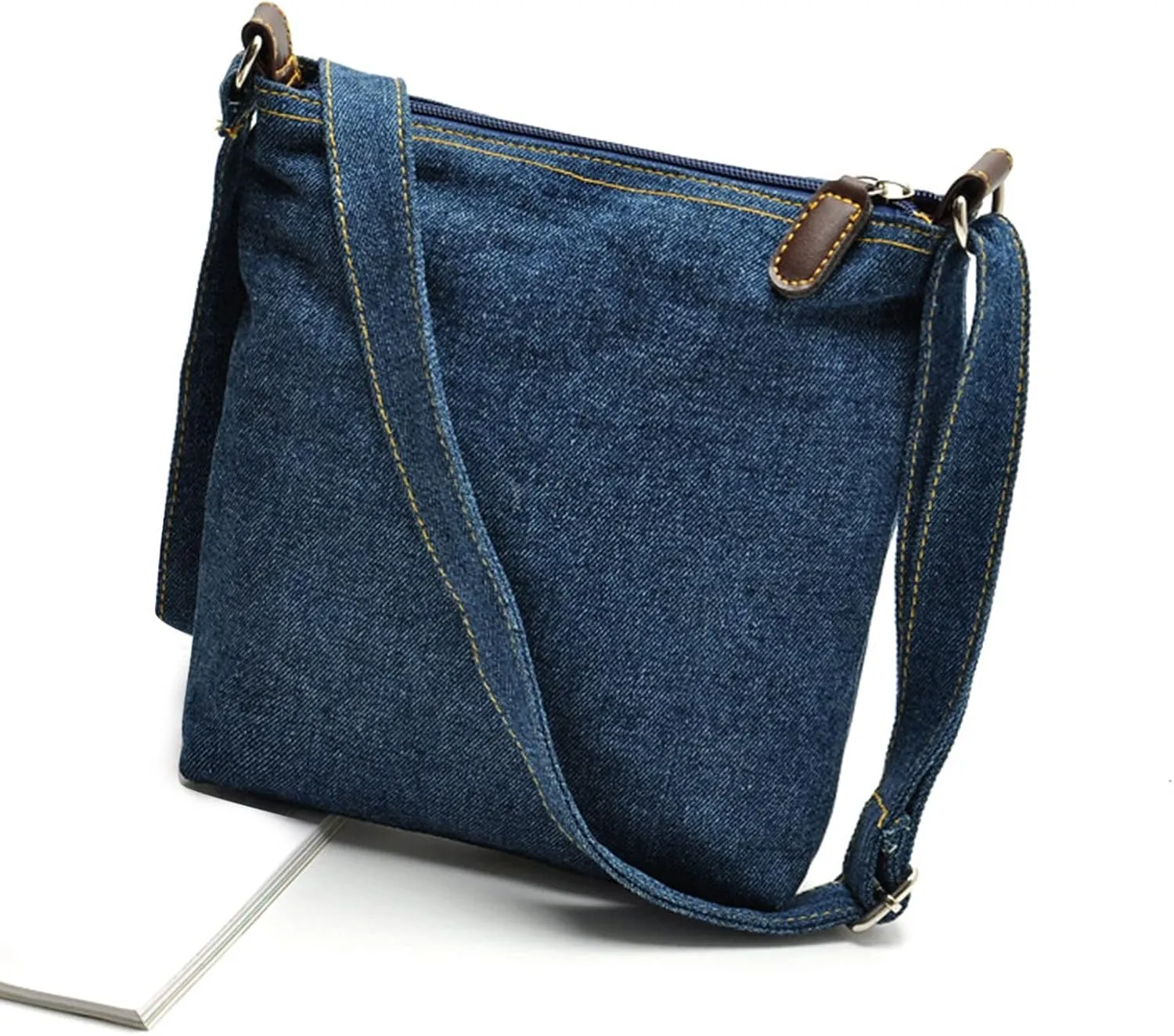 Bags Ladies Fashion Solid Color Denim Functional Zipper Casual Messenger Bag Travel Messenger Bag (Blue, One Size)