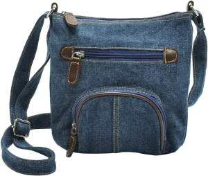 Bags Ladies Fashion Solid Color Denim Functional Zipper Casual Messenger Bag Travel Messenger Bag (Blue, One Size)