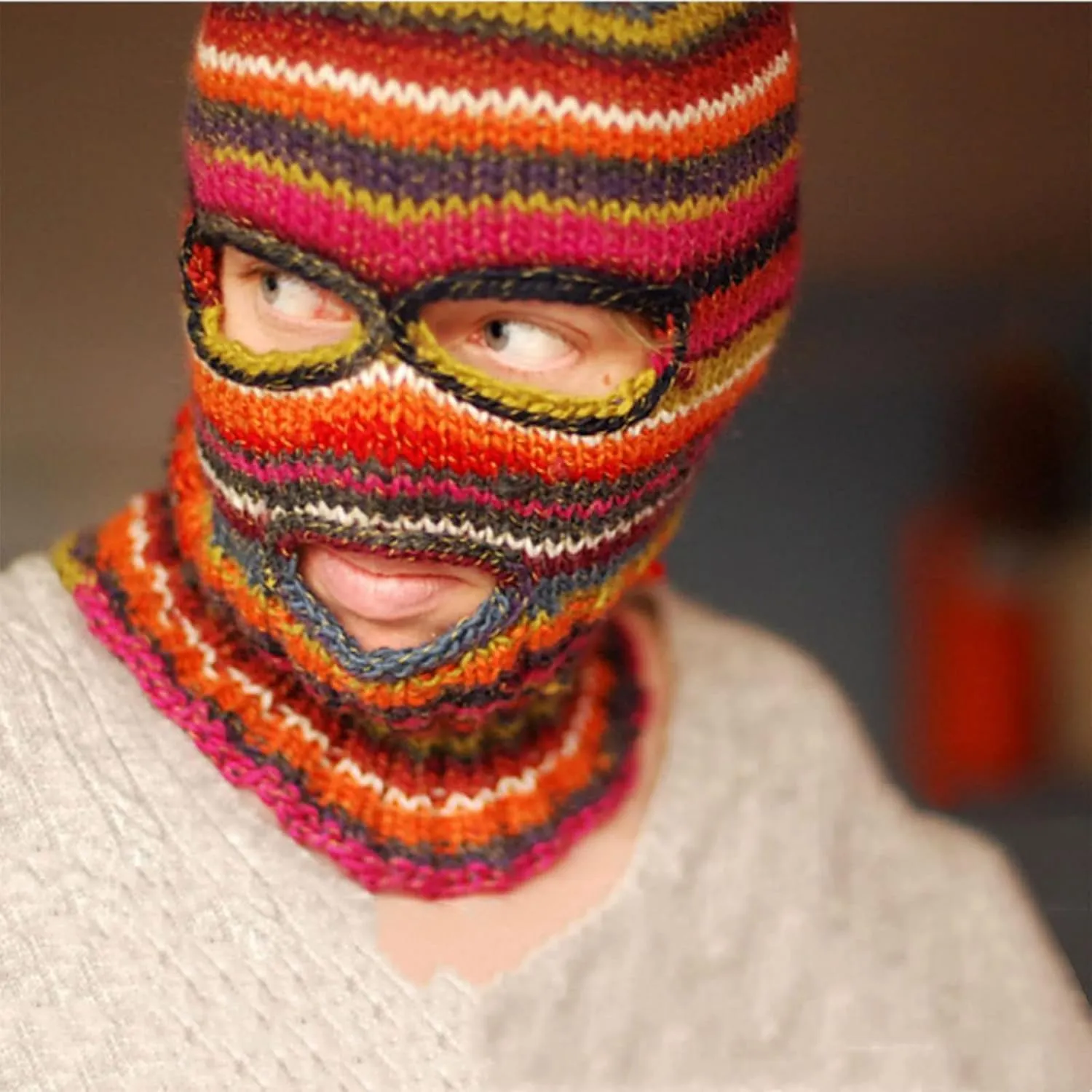 Balaclava Distressed Halloween Funny Balaclava Face Mask Scary Balaclava Hooded Party Hat Knitted Hat Beanies