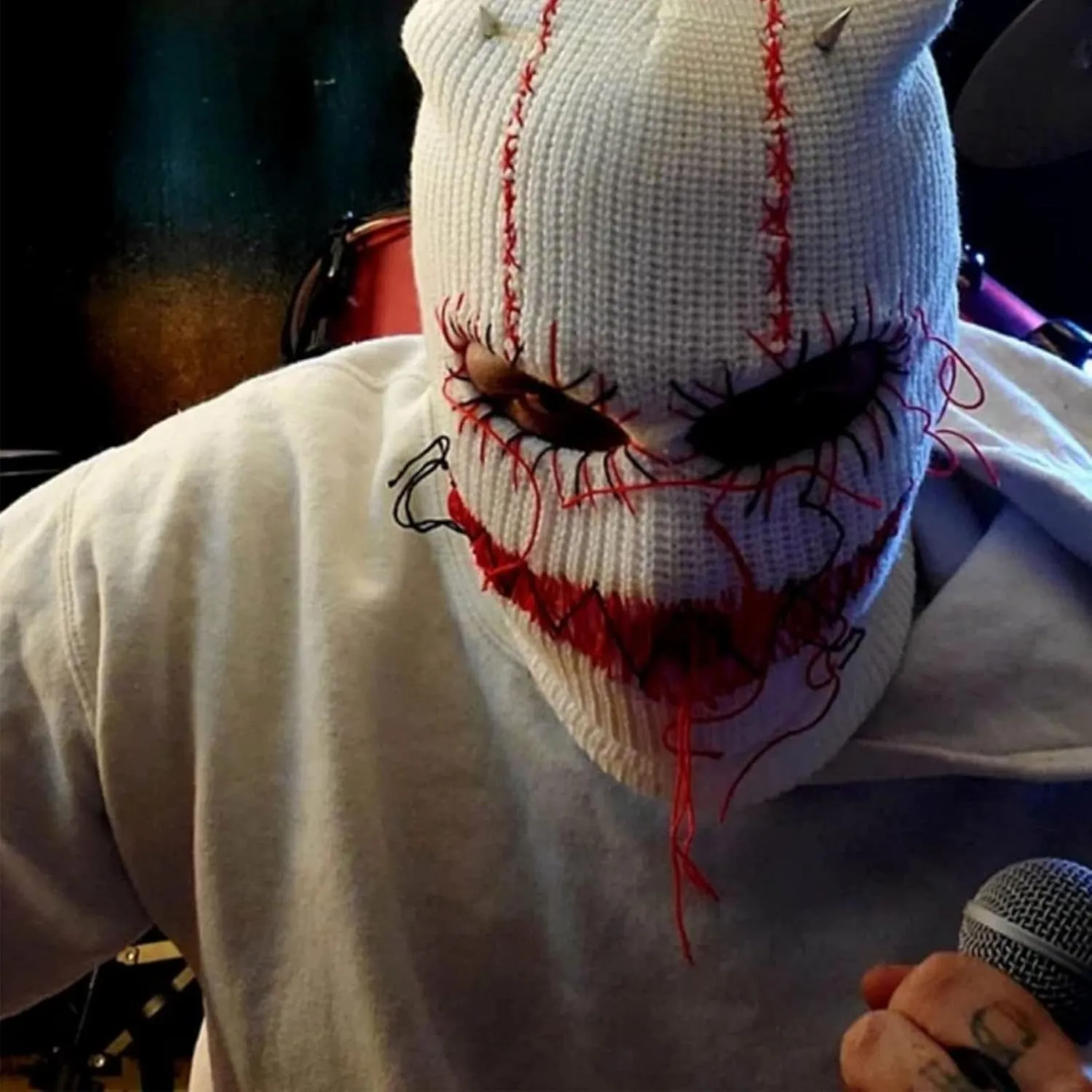 Balaclava Distressed Halloween Funny Balaclava Face Mask Scary Balaclava Hooded Party Hat Knitted Hat Beanies