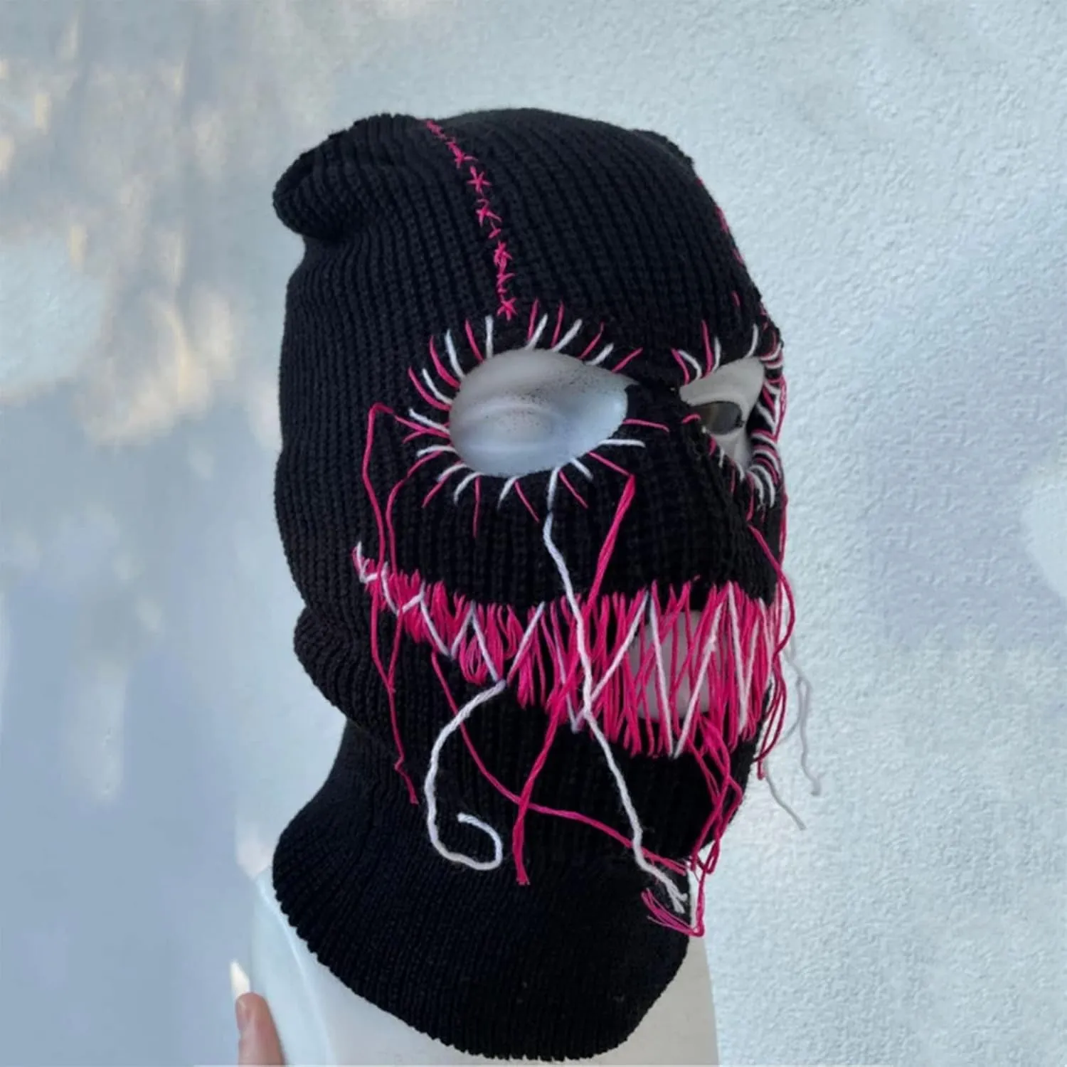 Balaclava Distressed Halloween Funny Balaclava Face Mask Scary Balaclava Hooded Party Hat Knitted Hat Beanies