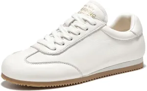BEAU TODAY Leather Sneakers for Women, Womens Fashion Sneakers, Breathable Comfort Casual Tennis Shoes, Lightweight Lace-up Tennis Runnig Trainer Shoes
