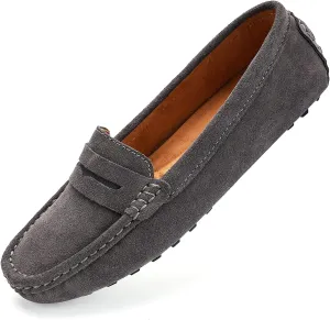 BEAUSEEN Women's Comfortable Suede Leather Penny Loafer Slip-on Driving Style Moccasins
