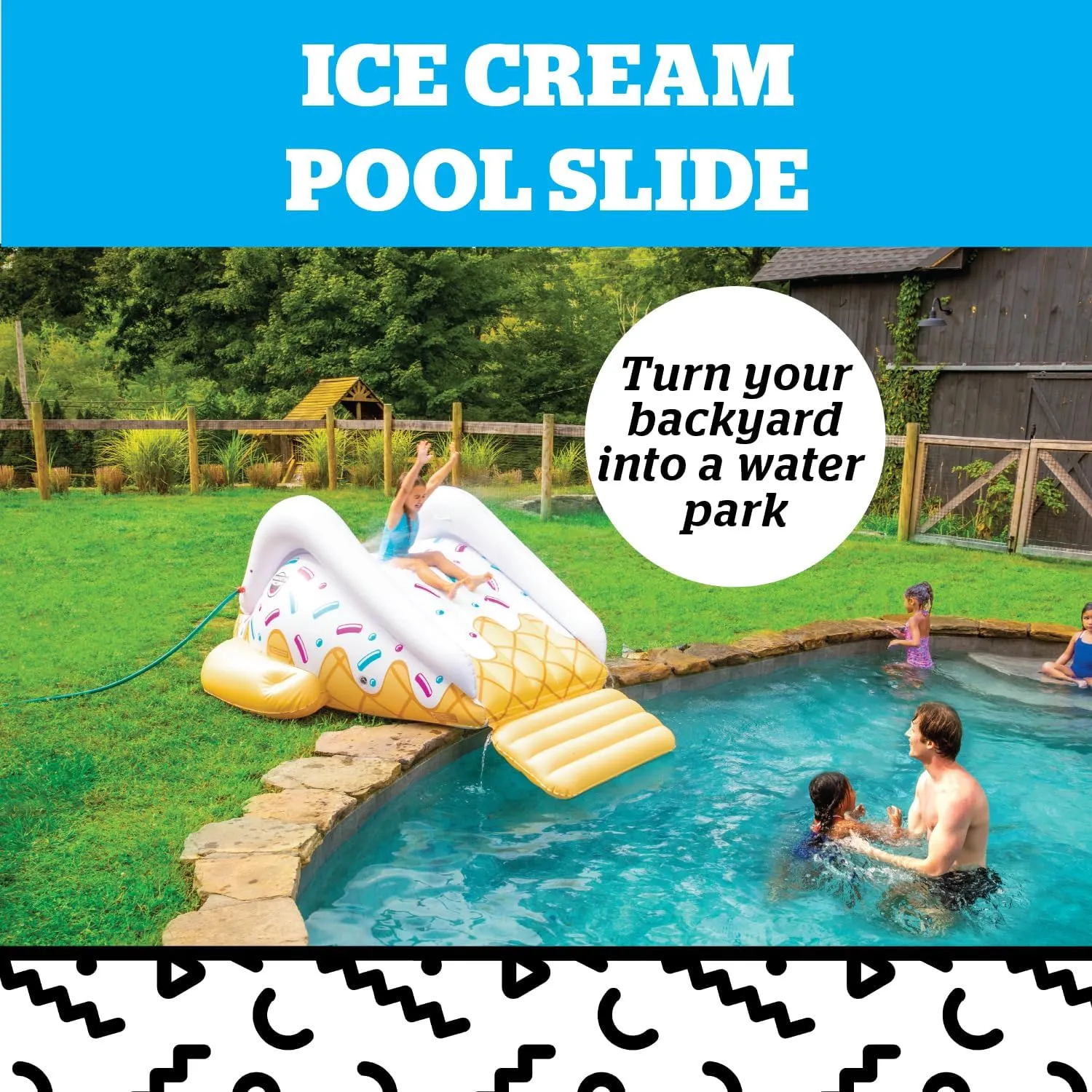 BigMouth Inc. Ice Cream Inflatable Pool Slide, Blow Up Water Slide for Kids, Fun Swimming Pool Toy, Holds 200 Pounds