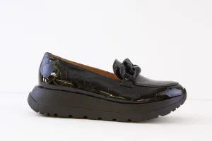 BIOECO - 6350 CHUNKY LOAFER - BLACK CROC PATENT
