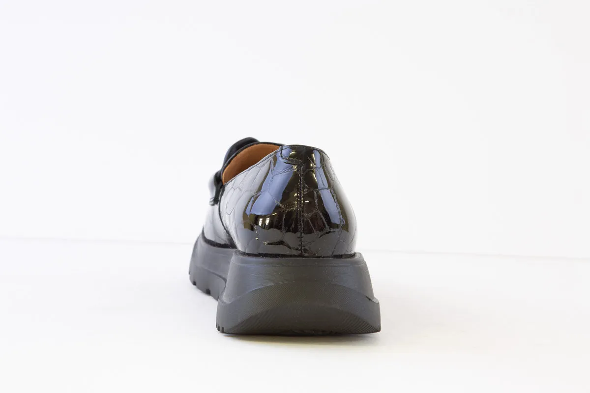 BIOECO - 6350 CHUNKY LOAFER - BLACK CROC PATENT