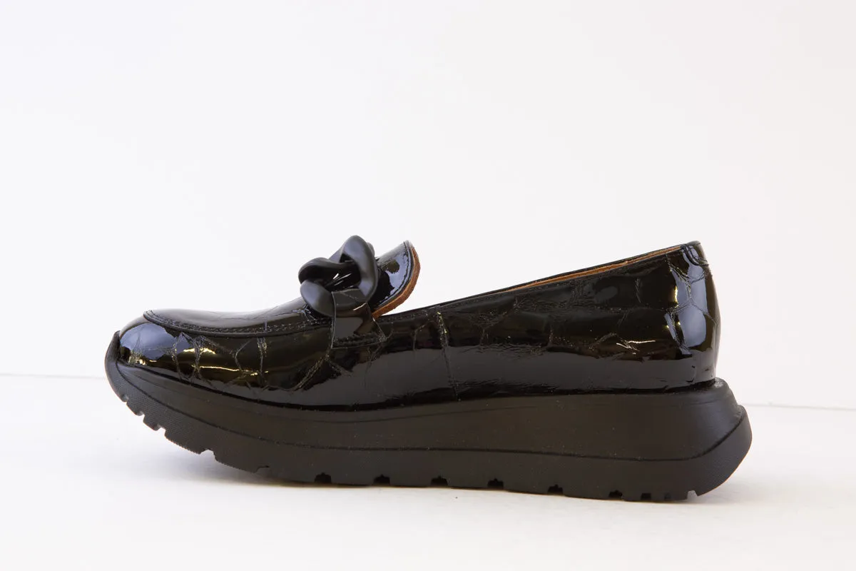 BIOECO - 6350 CHUNKY LOAFER - BLACK CROC PATENT
