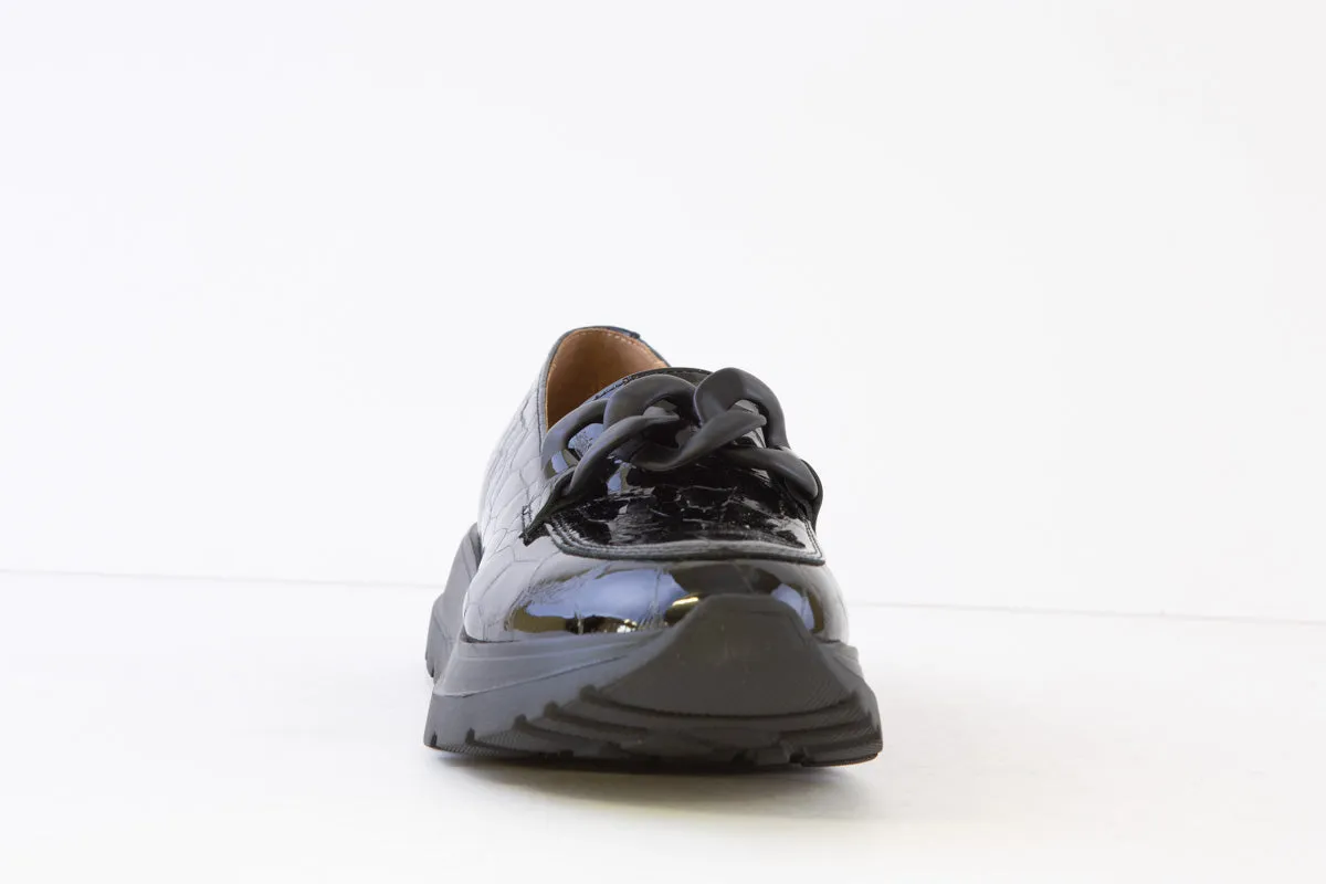 BIOECO - 6350 CHUNKY LOAFER - BLACK CROC PATENT