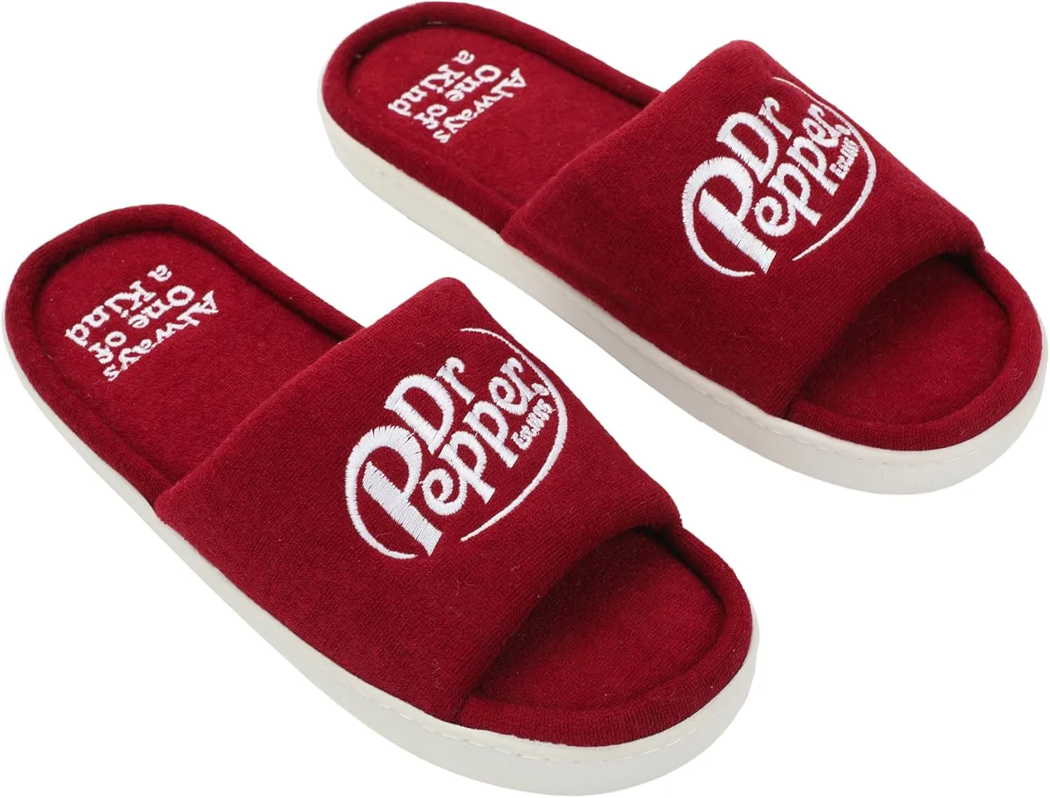 Bioworld Dr Pepper Always One Of A Kind Men's Red Slide Slippers -Small