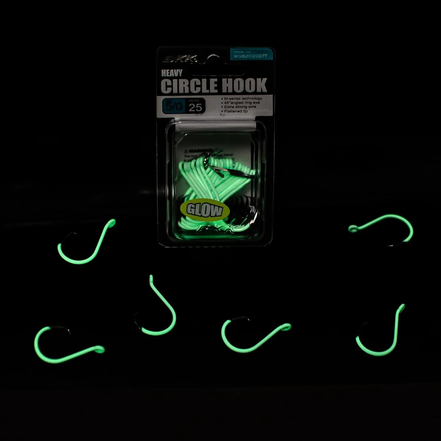 BKK Offset Heavy Circle Glow Hook 25-Pack | 2X | Glow in The Dark | Needle Point