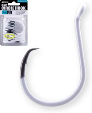 BKK Offset Heavy Circle Glow Hook 25-Pack | 2X | Glow in The Dark | Needle Point