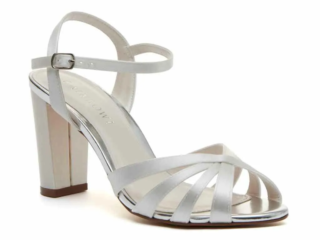 Blake - Ivory Satin Block Heel Wedding Sandals