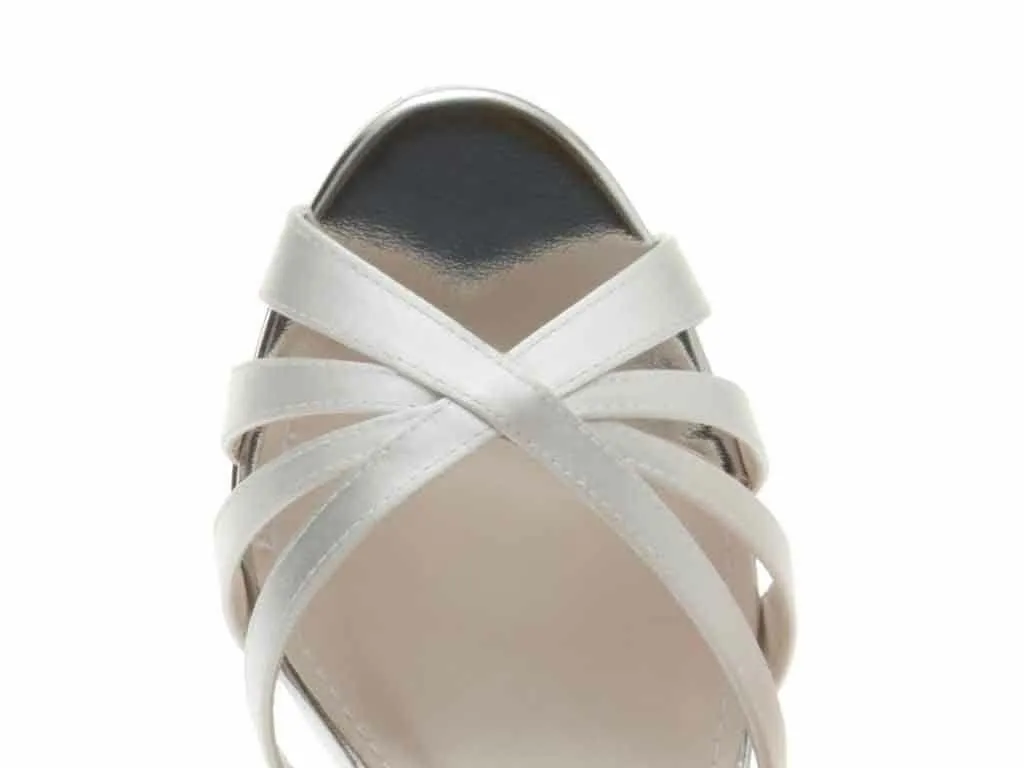 Blake - Ivory Satin Block Heel Wedding Sandals