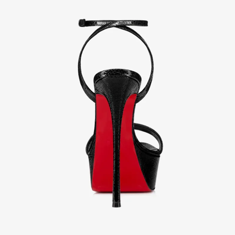 Bold Black Star Textured Sandals