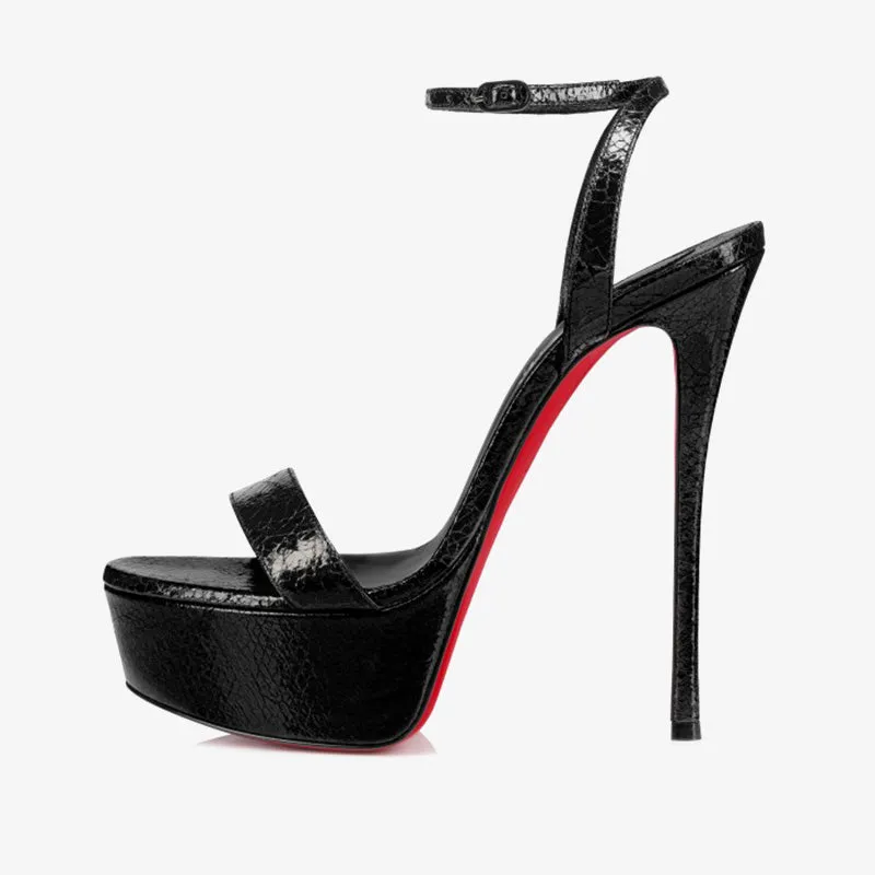 Bold Black Star Textured Sandals